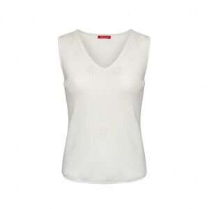 Anne Klein Cream V-Neck Knit Sleeveless Top - Size L